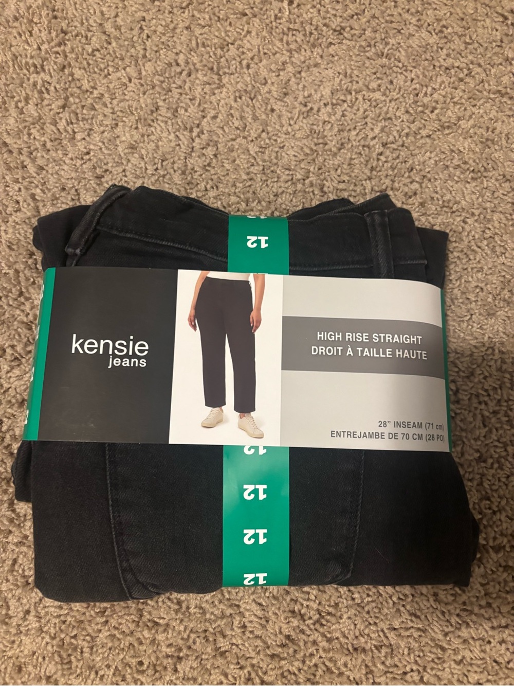 Kensie High-Rise Straight Jeans in Black